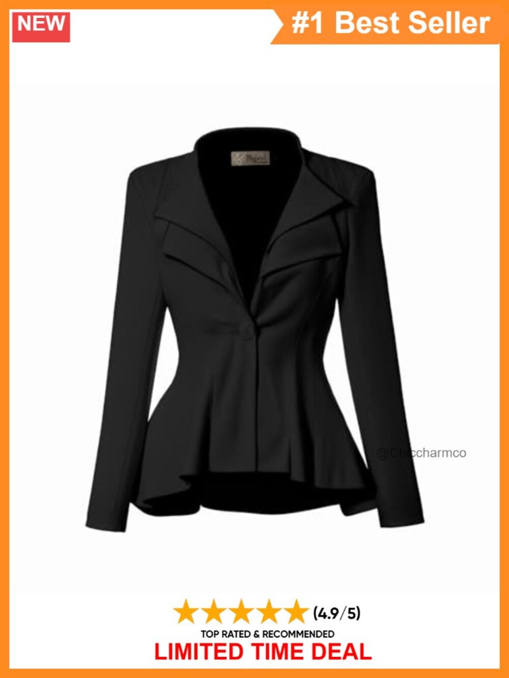 Ultra Stretch Office Blazer Double Notch Lapel Button Work Casual